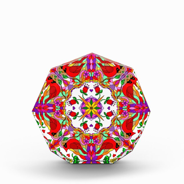 Bloque Para Fotos Cardenal y flores Mandala (Anverso)