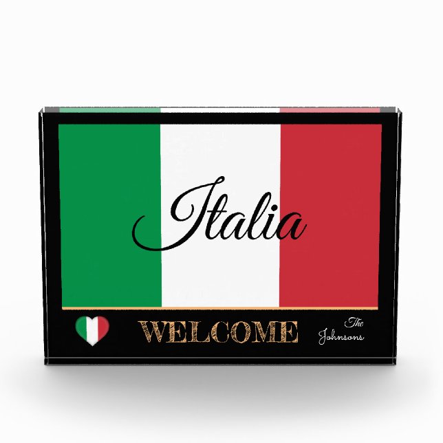 Bloque Para Fotos Casa de bandera italiana/deportes Bienvenida (Anverso)