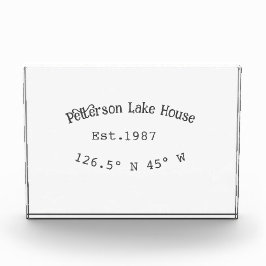 Bloque Para Fotos Casa del lago. Fecha año personalizado coordenadas