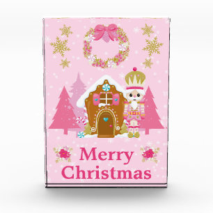 Bloque Para Fotos Cascanueces de Navidad rosa y casa de pan de jengi