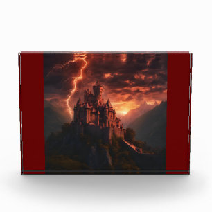 Bloque Para Fotos Castillo de la Montaña Red Lightning Sunset