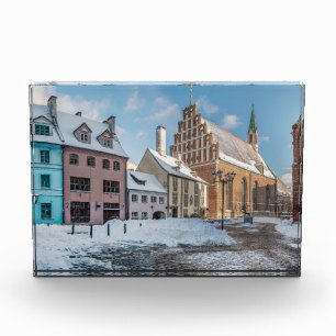 Bloque Para Fotos Centro de invierno nevado en Riga, Letonia