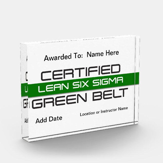 Bloque Para Fotos Certificado Lean Six Sigma Green Belt Award (Izquierda)