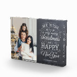 Bloque Para Fotos Chalkboard We Wish Merry Christmas Photo Holiday<br><div class="desc">Tarjetas fotográficas conducidas por la tipografía con las palabras "les deseamos una feliz Navidad y un feliz año nuevo".</div>