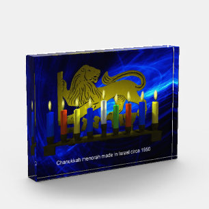 Bloque Para Fotos Chanukkah Brass Lion Menorah