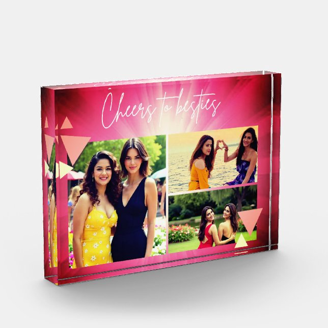 Bloque Para Fotos Cheers to Besties Custom| Pink Air Sky Power Photo (Izquierda)