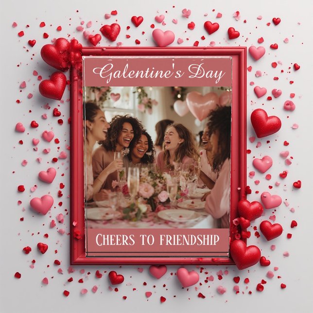Bloque Para Fotos Cheers to Friendship Galentine's Day Typography  (Cheers to Friendship Galentine's Day Typography Photo Block)
