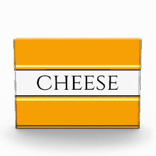 Bloque Para Fotos CHEESE Fun Bright Golden Yellow White Stripes