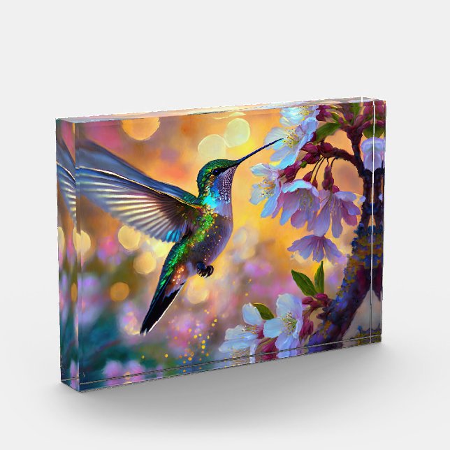 Bloque Para Fotos Cherry Blossom Fantasy Sunrise Hummingbird (Izquierda)