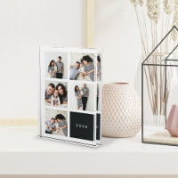 Chic Collage Year Keepsake Photo Block | Charcoal