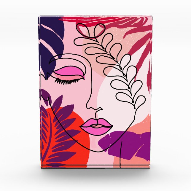 Bloque Para Fotos Chica bohemia Línea Arte Estética Rosa (Anverso)