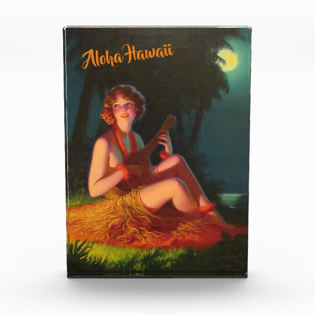 Bloque Para Fotos Chica hawaiano con Ukulele (Anverso)