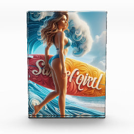 Bloque Para Fotos Chica surfista confiada caminando por las olas de