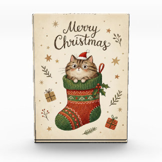 Bloque Para Fotos Christmas Cat in Stocking
