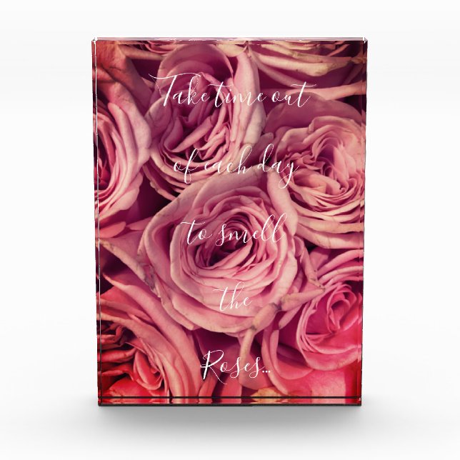 Bloque Para Fotos Cita de tiempo fuera Guión blanco Floral rosa (Anverso)