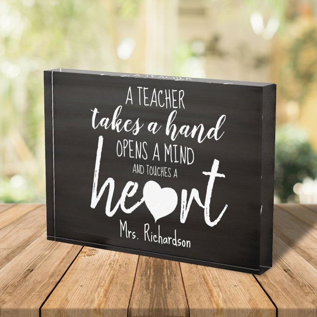 Bloque Para Fotos Cita del profesor Corazón personalizado (Custom teacher chalkboard quote block.)