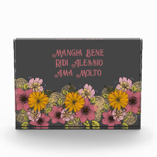 Bloque Para Fotos Cita italiana con diseño vibrante de flores