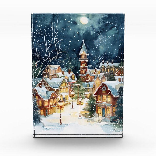 Bloque Para Fotos Ciudad ilustrativa de Navidades en la nieve (Anverso)