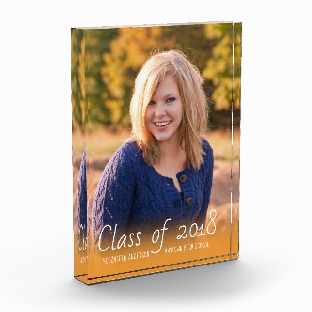 Bloque Para Fotos Clase anaranjada de la graduación vertical de la (Izquierda)