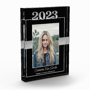 Bloque Para Fotos Clase de 2023 Black Silver Graduation Keepsake