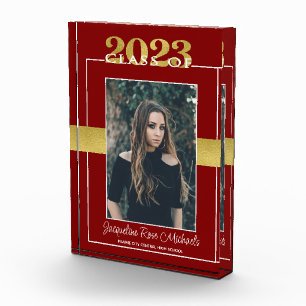 Bloque Para Fotos Clase de 2023 Red and Gold Graduation Keepsake