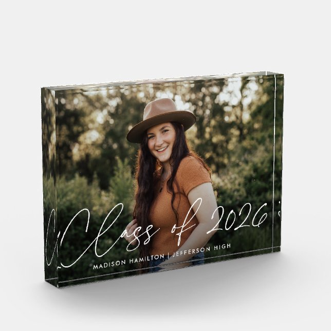 Bloque Para Fotos Clase de Graduación de Guión Blanco Moderno 2022 (Izquierda)