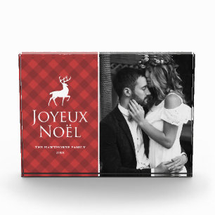 Bloque Para Fotos Clásico Cuadro Rojo con Ciervo Joyeux Noël Fiesta