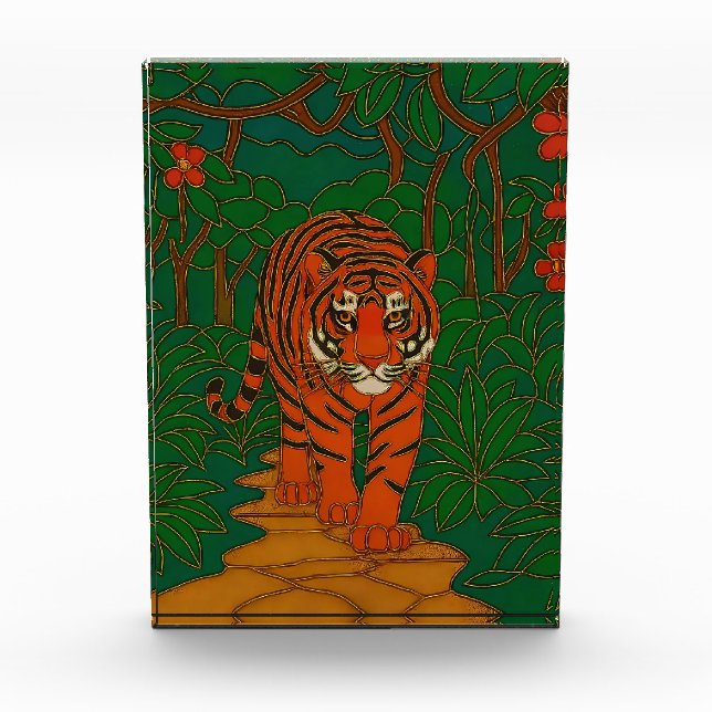 Bloque Para Fotos Cloisonne Art Tiger on the Jungle Path (Anverso)