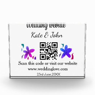 Bloque Para Fotos Código Q R de sitio web de boda minimalista simple