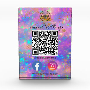 Bloque Para Fotos Códigos QR de Fire Opal Conéctate con nosotros en