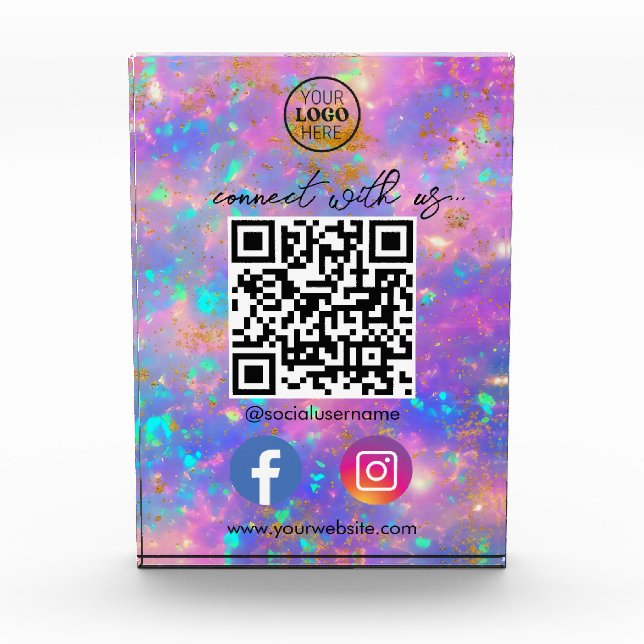 Bloque Para Fotos Códigos QR de Fire Opal Conéctate con nosotros en  (Anverso)
