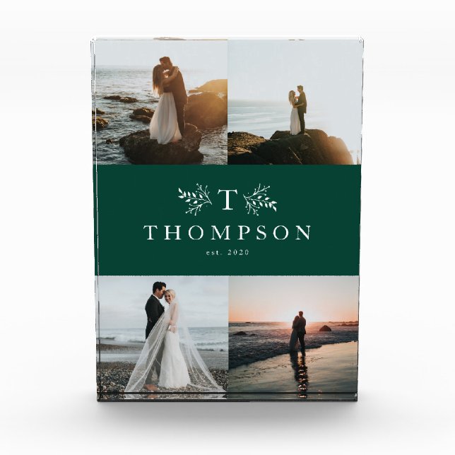 Bloque Para Fotos Colección de bodas verdes de monograma rústico (Anverso)