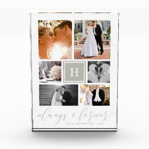 Bloque Para Fotos Collage con monograma elegante de la boda