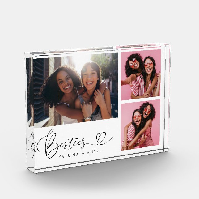 Bloque Para Fotos Collage de Corazón de Script de Besties (Izquierda)