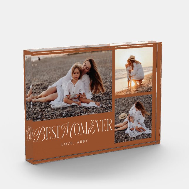 Bloque Para Fotos Collage de la mejor mamá de Terracota (Izquierda)