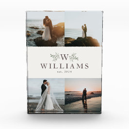 Bloque Para Fotos Collage de recién casados con monograma rústico