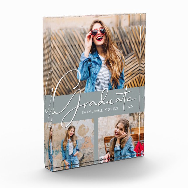 Bloque Para Fotos Collage moderno de graduación en gris (Izquierda)