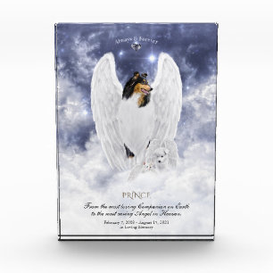 Bloque Para Fotos Collie Angel Tricolor y Cherubim - Memorial Mascot
