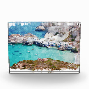 Bloque Para Fotos Colorida vista panorámica de Milos Grecia