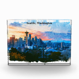 Bloque Para Fotos Colorido Skyline Seattle Washington