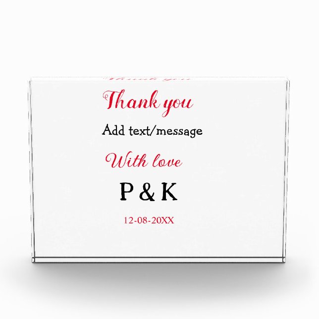 Bloque Para Fotos Con amor añadir letra de nombre de pareja gracias  (Anverso)