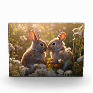 Bloque Para Fotos Conejitos Adorables en Diseño de Prado de Primaver