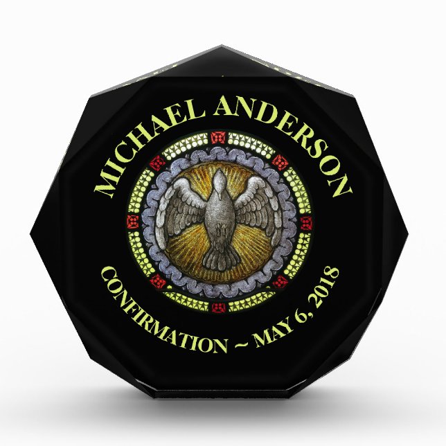 Bloque Para Fotos Confirmación de Vidrio Manchado por Espíritu Santo (Anverso)