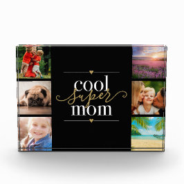 Bloque Para Fotos Cool Super Mamá Negro y Dorado 6