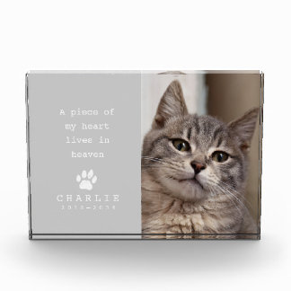 Bloque Para Fotos Corazón conmemorativo del gato vive en el cielo Vi