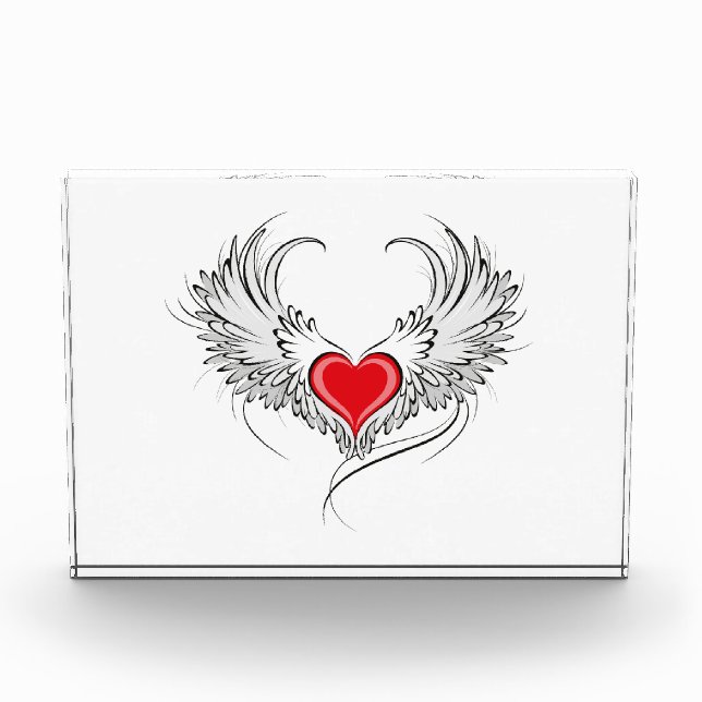 Bloque Para Fotos Corazón de Ángel Rojo con alas (Anverso)
