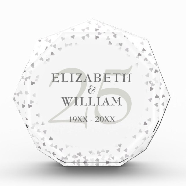 Bloque Para Fotos Corazones de plata del 25 aniversario (Anverso)