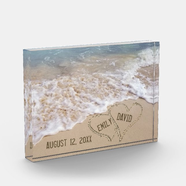 Bloque Para Fotos Corazones de playa boda con nombres (Izquierda)