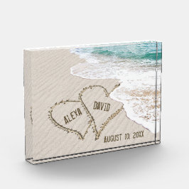 Bloque Para Fotos Corazones de playa boda con nombres