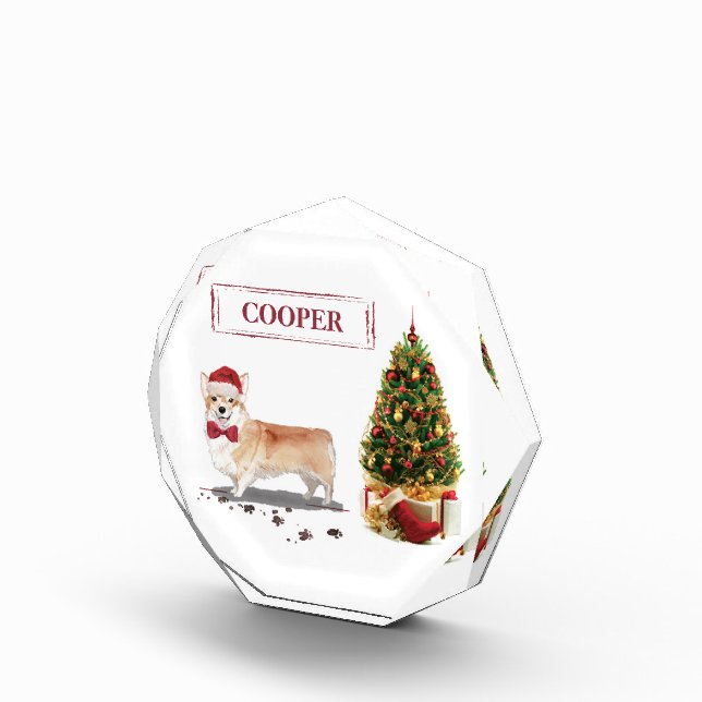 Bloque Para Fotos Corgi Navidades graciosos perro con árbol (Derecha)